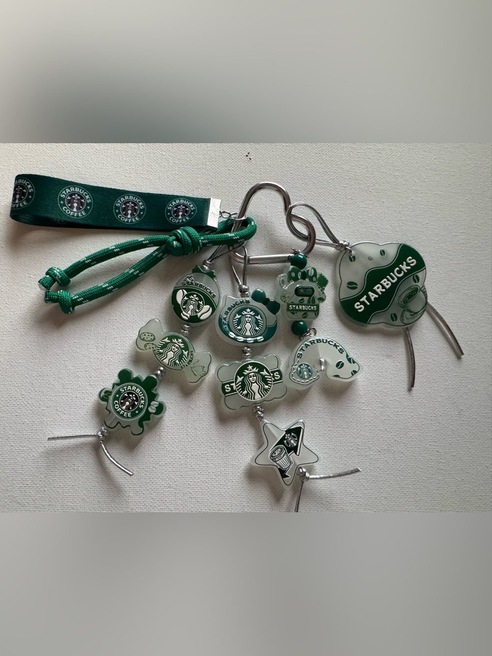 Starbucks Green Multi-Charm Kids Keychain Accessory